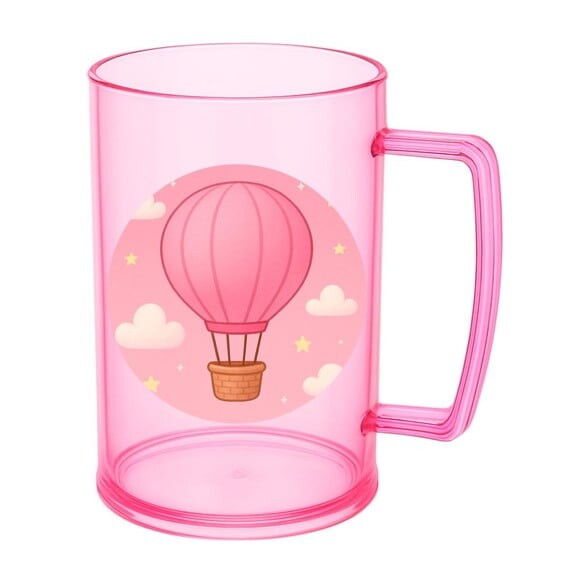 Caneca de Chopp Infantil Personalizada Balão de Ar Rosa