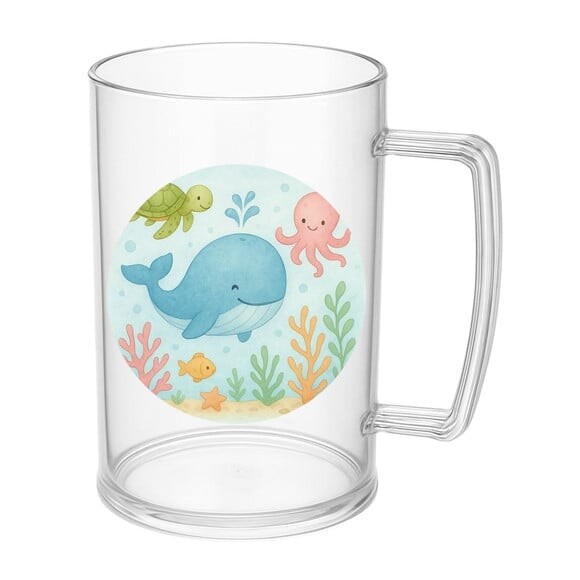Caneca de Chopp Infantil Personalizada Baleia Aquarela