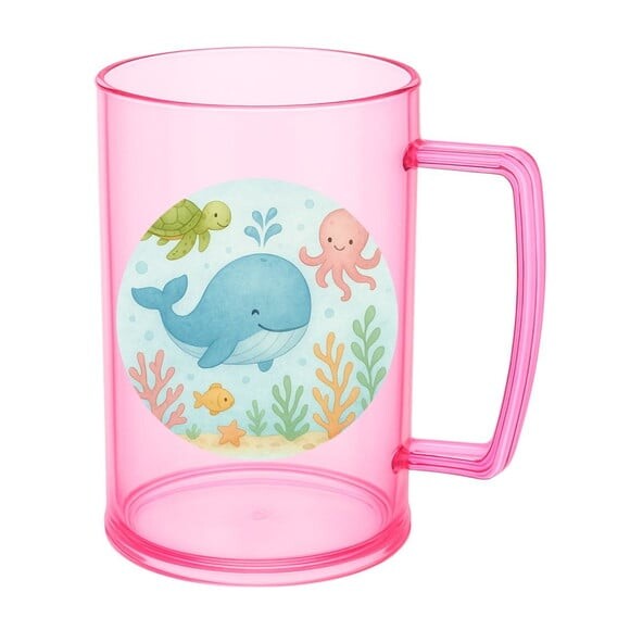 Caneca de Chopp Infantil Personalizada Baleia Aquarela