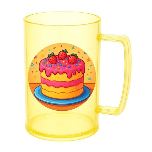 Caneca de Chopp Infantil Personalizada Bolo Confeitado