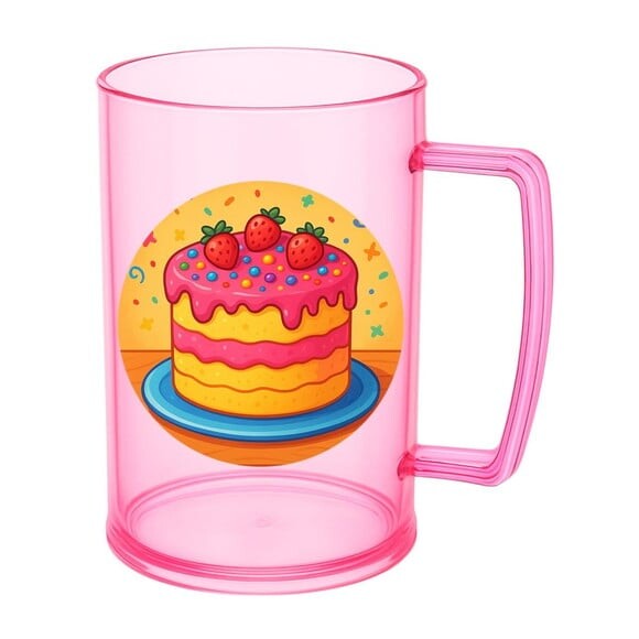 Caneca de Chopp Infantil Personalizada Bolo Confeitado
