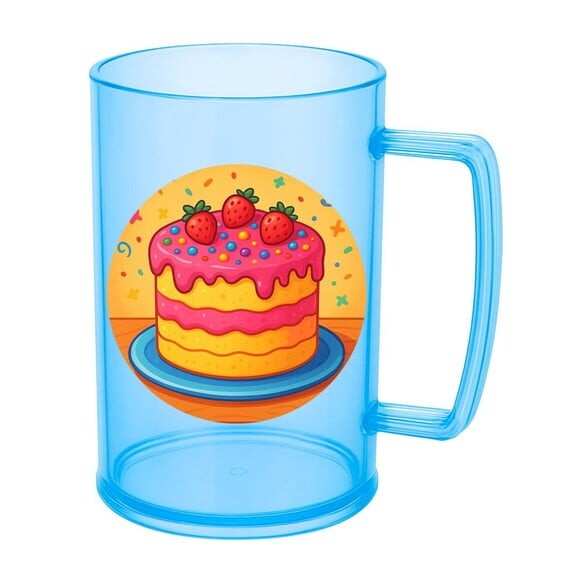 Caneca de Chopp Infantil Personalizada Bolo Confeitado