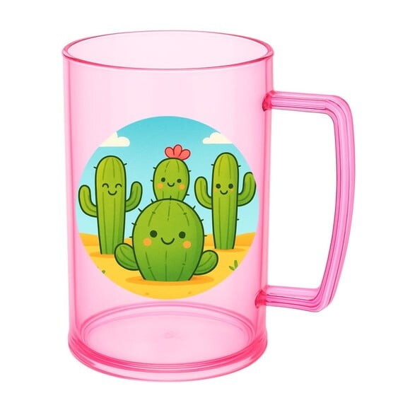 Caneca de Chopp Infantil Personalizada Cactos Fofos