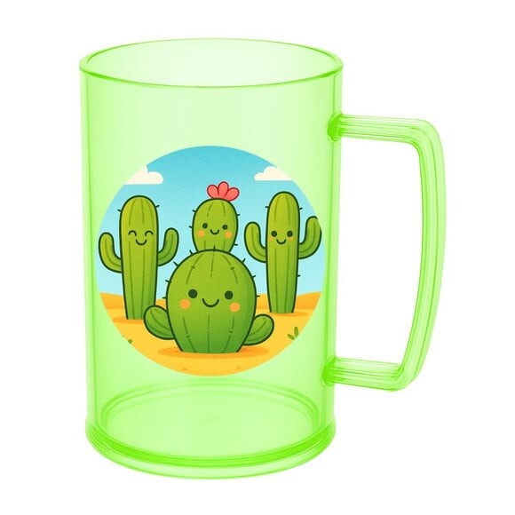 Caneca de Chopp Infantil Personalizada Cactos Fofos
