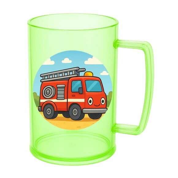 Caneca de Chopp Infantil Personalizada Caminhão de Bombeiro
