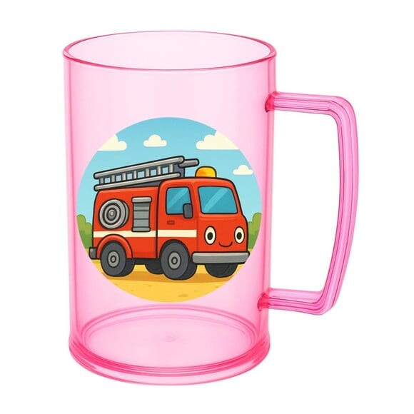 Caneca de Chopp Infantil Personalizada Caminhão de Bombeiro