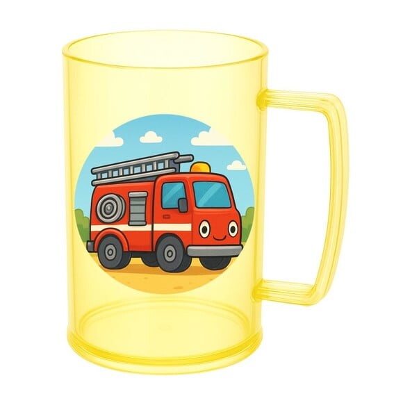 Caneca de Chopp Infantil Personalizada Caminhão de Bombeiro