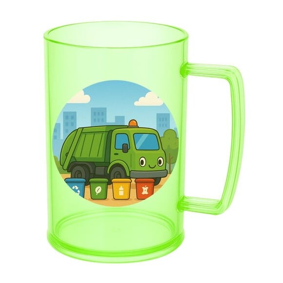 Caneca de Chopp Infantil Personalizada Caminhão de Lixo