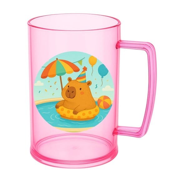 Caneca de Chopp Infantil Personalizada Capivara Pool Party