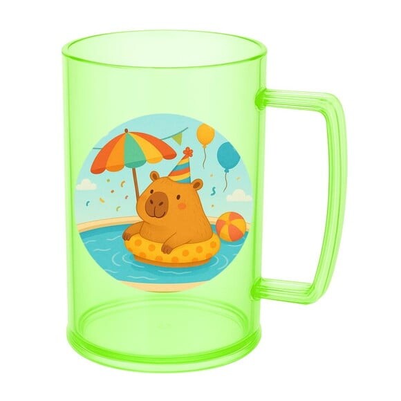 Caneca de Chopp Infantil Personalizada Capivara Pool Party
