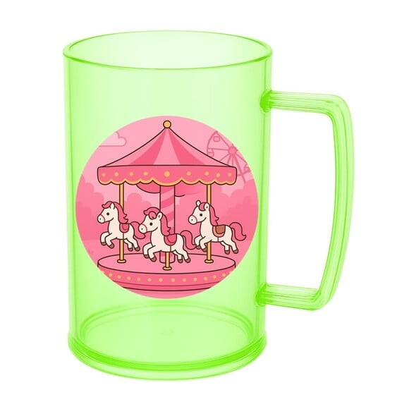 Caneca de Chopp Infantil Personalizada Carrossel Rosa