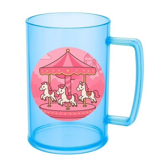 Caneca de Chopp Infantil Personalizada Carrossel Rosa