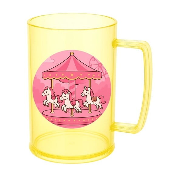 Caneca de Chopp Infantil Personalizada Carrossel Rosa