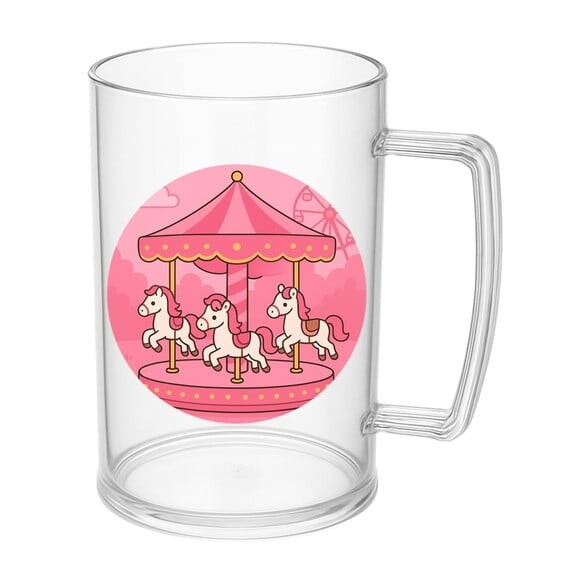 Caneca de Chopp Infantil Personalizada Carrossel Rosa
