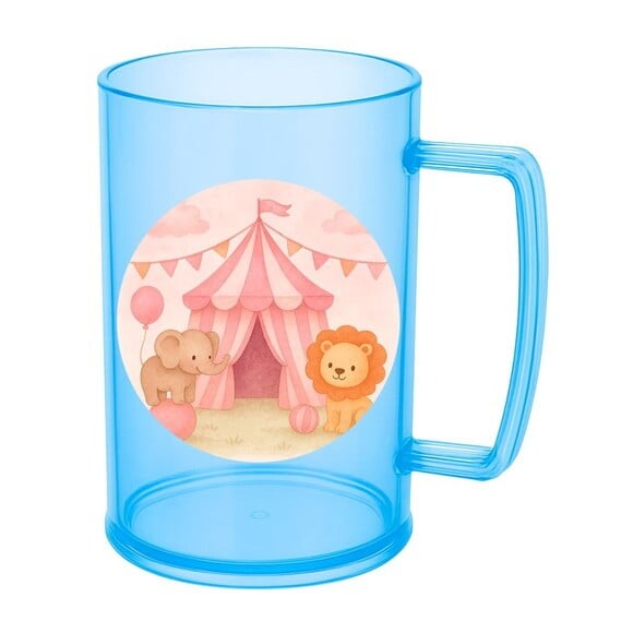 Caneca de Chopp Infantil Personalizada Circo Rosa Aquarela