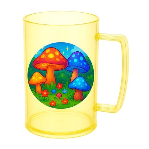 Caneca de Chopp Infantil Personalizada Cogumelos Mágicos
