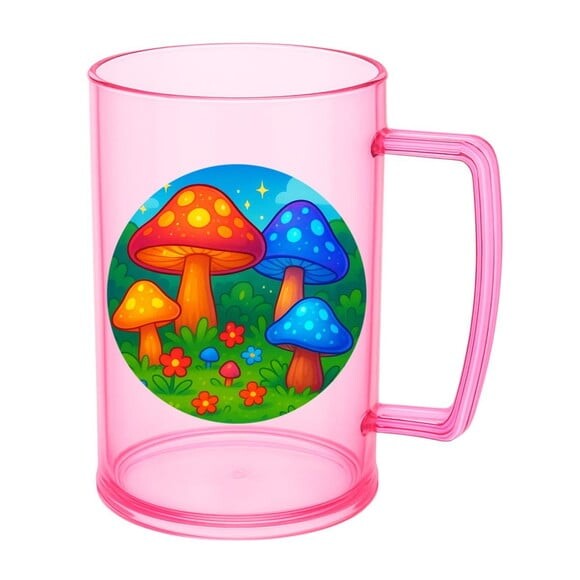 Caneca de Chopp Infantil Personalizada Cogumelos Mágicos