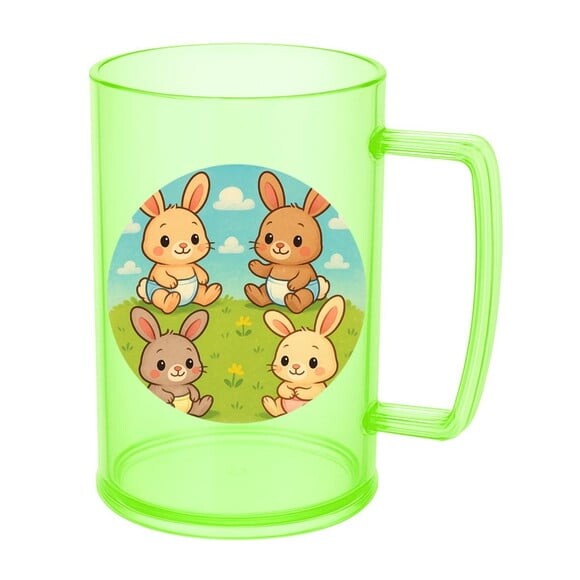 Caneca de Chopp Infantil Personalizada Coelhinhos Baby