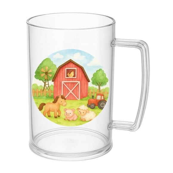 Caneca de Chopp Infantil Personalizada Fazendinha Aquarela