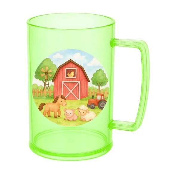Caneca de Chopp Infantil Personalizada Fazendinha Aquarela