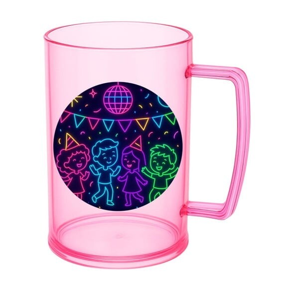Caneca de Chopp Infantil Personalizada Festa Neon