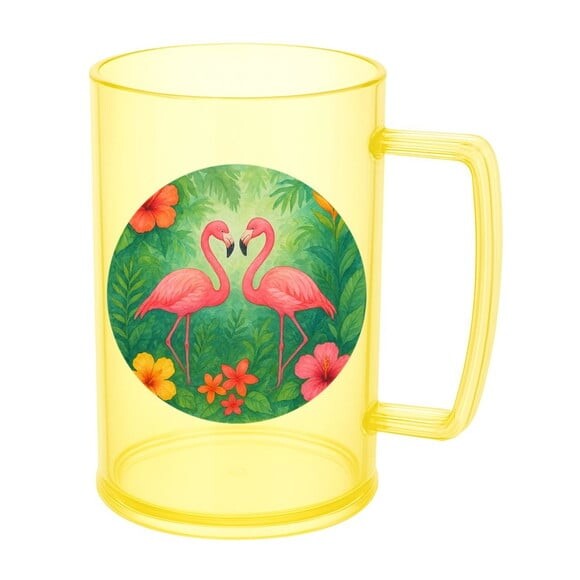 Caneca de Chopp Infantil Personalizada Flamingo Aquarela