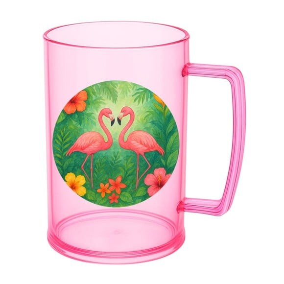 Caneca de Chopp Infantil Personalizada Flamingo Aquarela