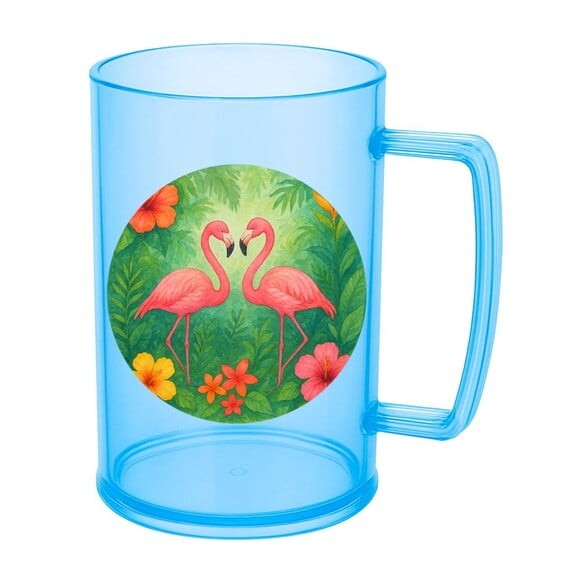 Caneca de Chopp Infantil Personalizada Flamingo Aquarela