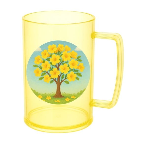 Caneca de Chopp Infantil Personalizada Flor de Ipê Amarela