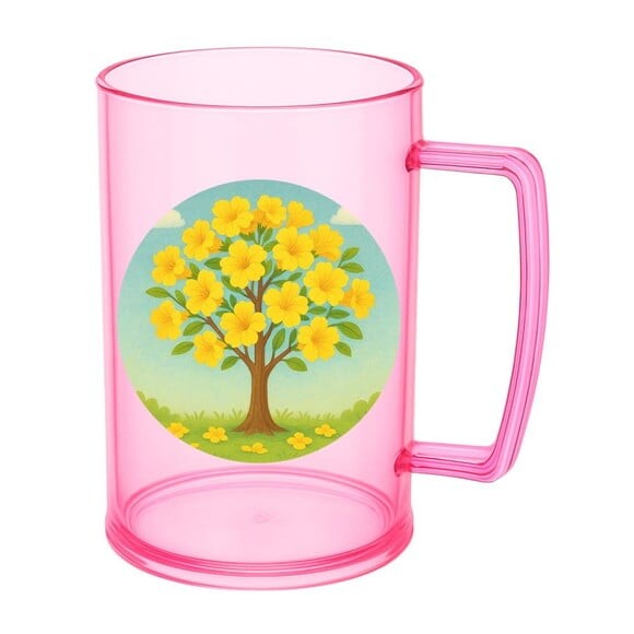 Caneca de Chopp Infantil Personalizada Flor de Ipê Amarela