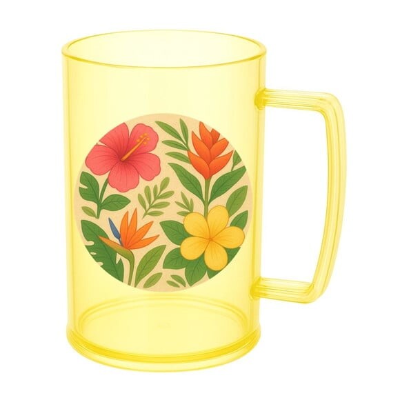 Caneca de Chopp Infantil Personalizada Flores Tropicais