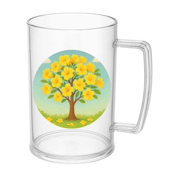 Caneca de Chopp Infantil Personalizada Flor de Ipê Amarela