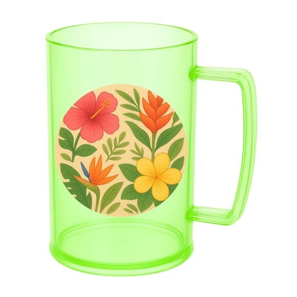 Caneca de Chopp Infantil Personalizada Flores Tropicais