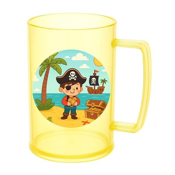 Caneca de Chopp Infantil Personalizada Ilha Pirata
