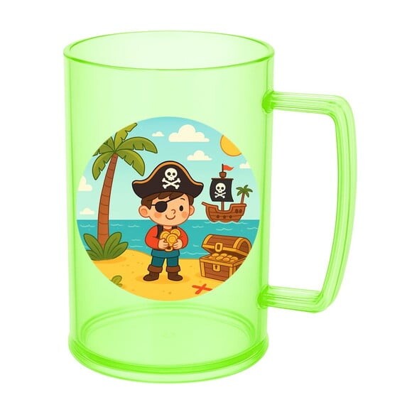 Caneca de Chopp Infantil Personalizada Ilha Pirata