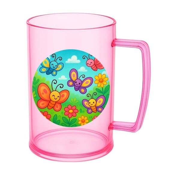 Caneca de Chopp Infantil Personalizada Jardim das Borboletas