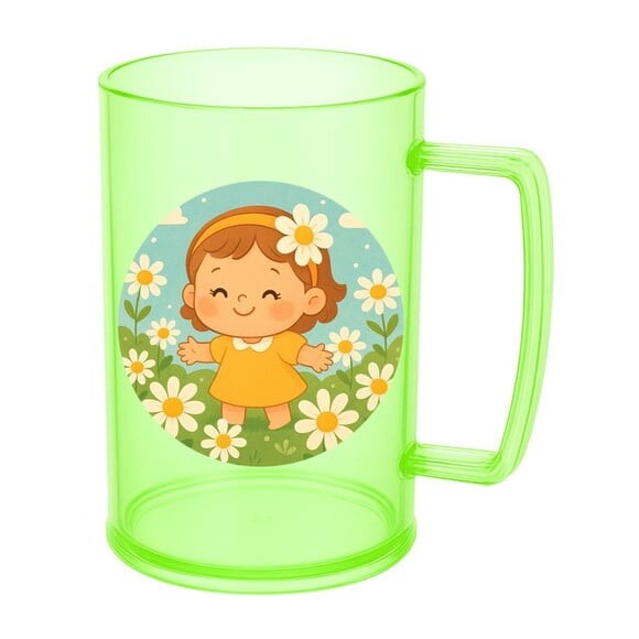 Caneca de Chopp Infantil Personalizada Jardim das Margaridas
