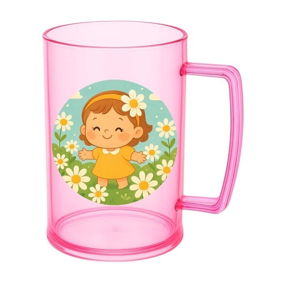 Caneca de Chopp Infantil Personalizada Jardim das Margaridas