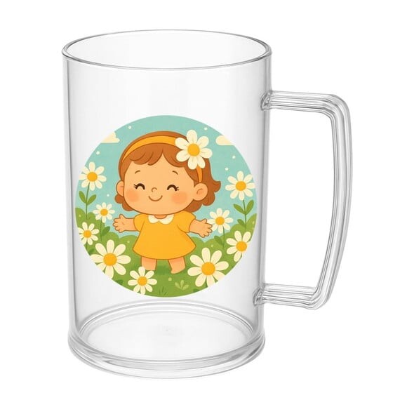Caneca de Chopp Infantil Personalizada Jardim das Margaridas