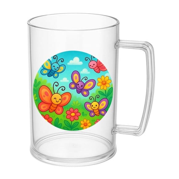 Caneca de Chopp Infantil Personalizada Jardim das Borboletas