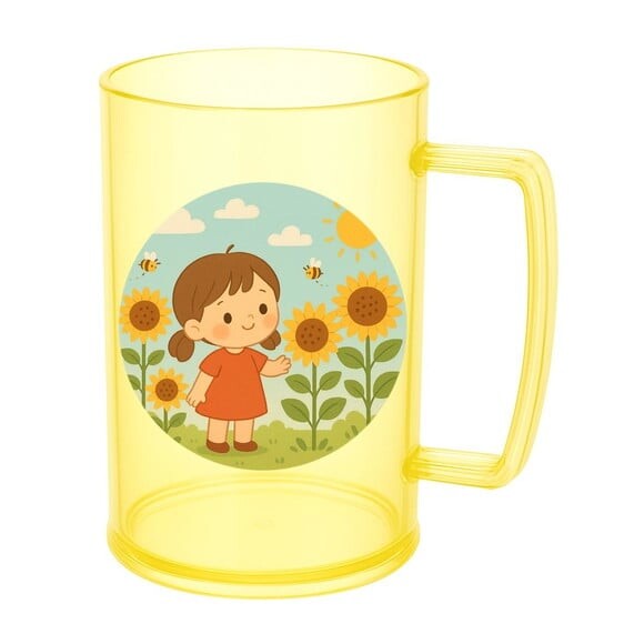 Caneca de Chopp Infantil Personalizada Jardim dos Girassóis
