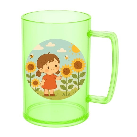 Caneca de Chopp Infantil Personalizada Jardim dos Girassóis