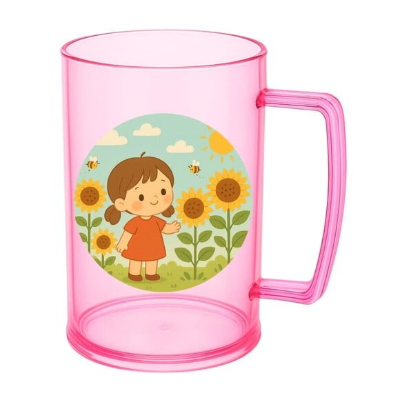 Caneca de Chopp Infantil Personalizada Jardim dos Girassóis
