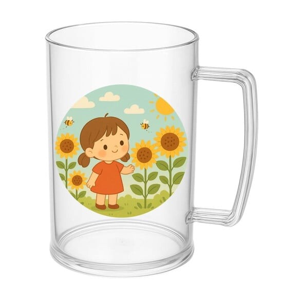 Caneca de Chopp Infantil Personalizada Jardim dos Girassóis
