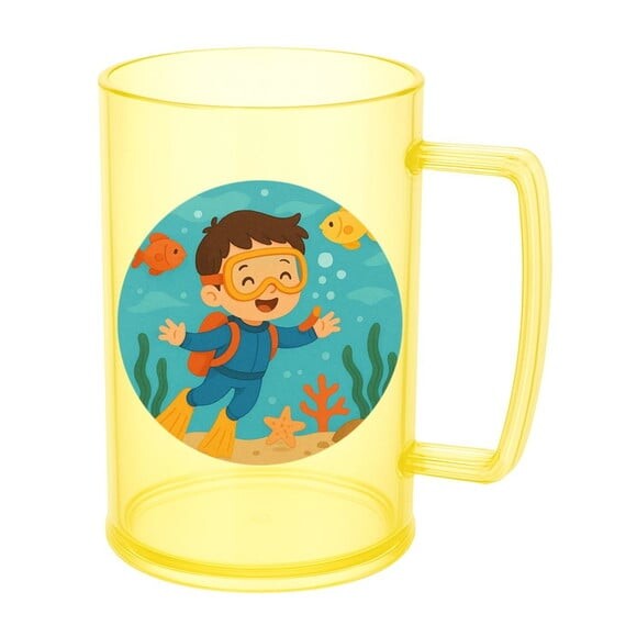 Caneca de Chopp Infantil Personalizada Menino Mergulhador