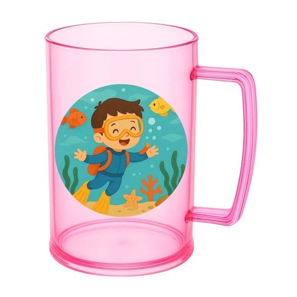 Caneca de Chopp Infantil Personalizada Menino Mergulhador