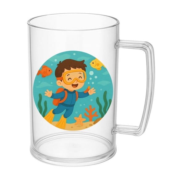 Caneca de Chopp Infantil Personalizada Menino Mergulhador