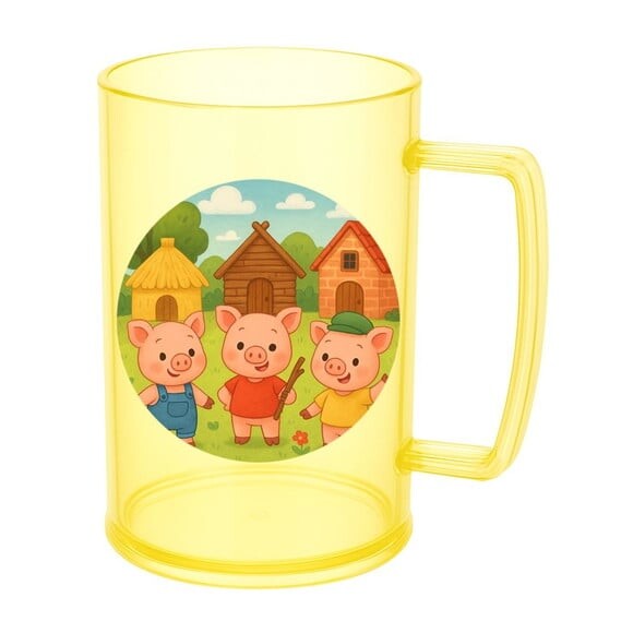 Caneca de Chopp Infantil Personalizada os Três Porquinhos