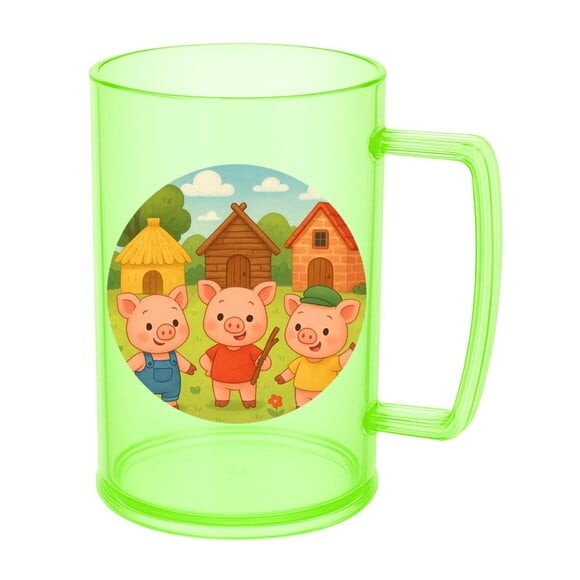 Caneca de Chopp Infantil Personalizada os Três Porquinhos