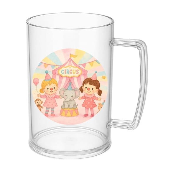 Caneca de Chopp Infantil Personalizada Palhacinhas Aquarela